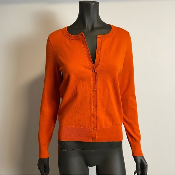 ☁️ Tommy Hilfiger/ Pima cotton orange full button cardigan - Picture 1 of 10
